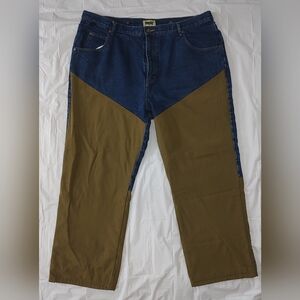 Saf-T-Bak Men Two-Tone Denim Brown Hunting  Lined Pants Size Cotton 42